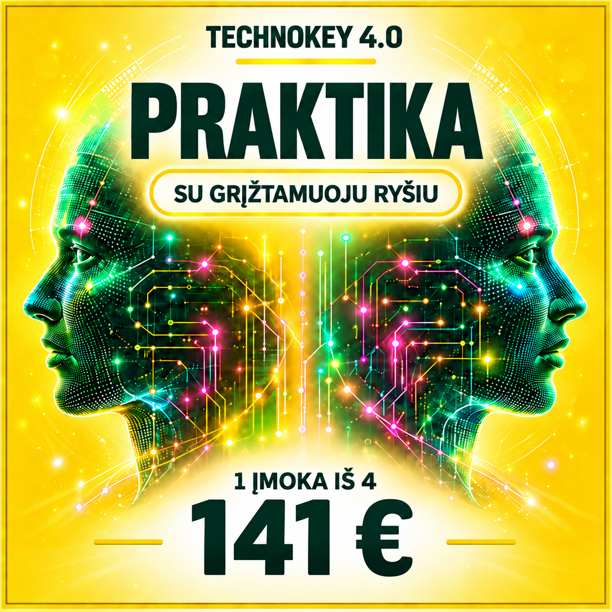 DI mokymai TechnoKey 4.0 Praktika: Dalinis mokėjimas 4 kartai po 141€: 1 įmoka