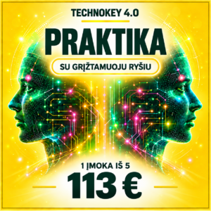 DI mokymai TechnoKey 4.0 Praktika: Dalinis mokėjimas 5 kartai po 113€: 1 įmoka