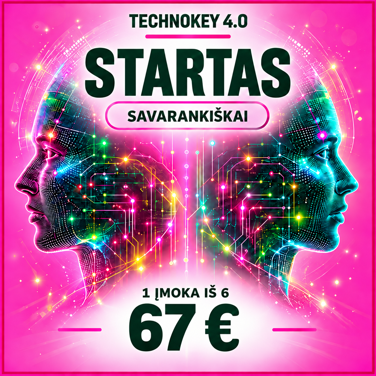 DI mokymai TechnoKey 4.0 Startas: Dalinis mokėjimas 6 kartai po 67€: 1 įmoka